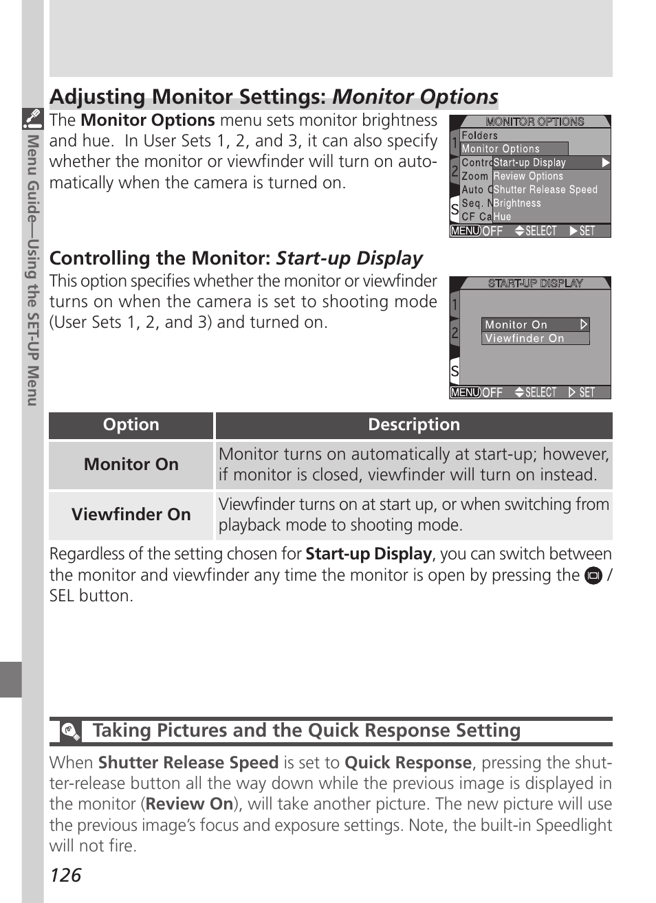 Adjusting monitor settings: monitor options | Nikon 5700 User Manual | Page 138 / 192