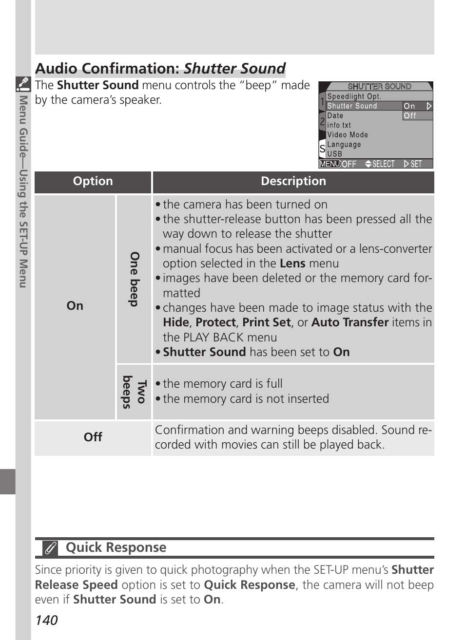 Audio confirmation: shutter sound | Nikon 5700 User Manual | Page 152 / 192