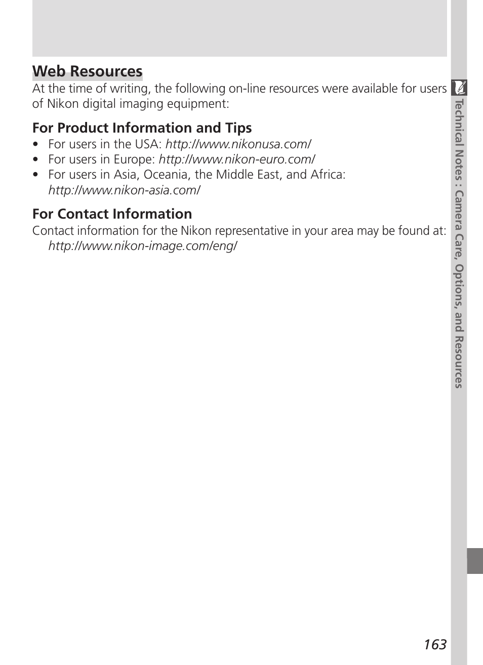 Web resources | Nikon 5700 User Manual | Page 175 / 192