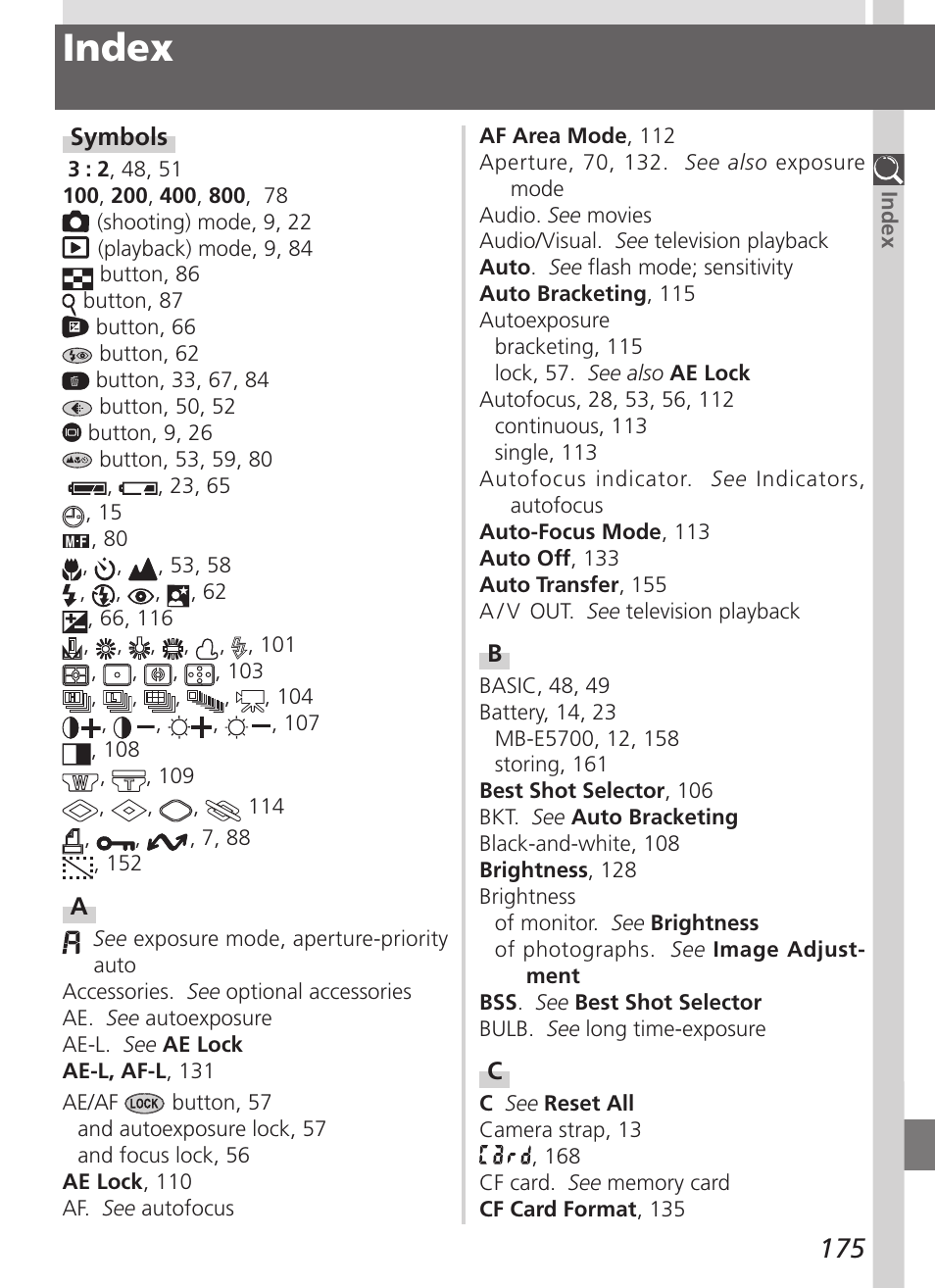 Index | Nikon 5700 User Manual | Page 187 / 192