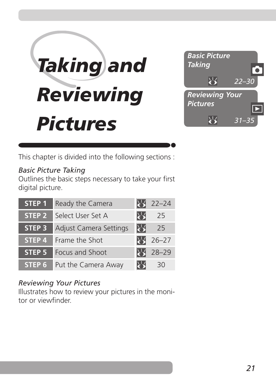 Taking and reviewing pictures | Nikon 5700 User Manual | Page 33 / 192