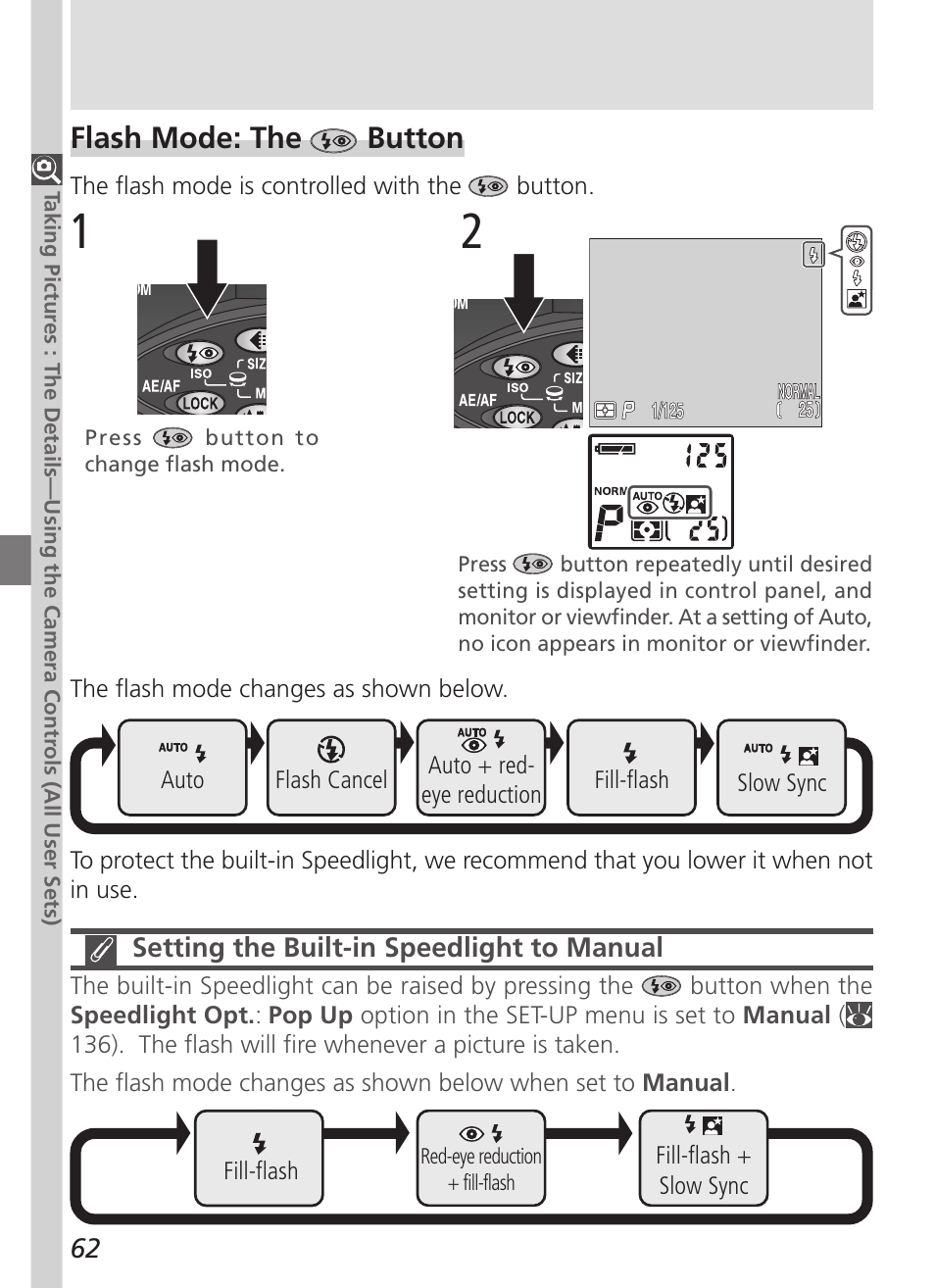 Flash mode: the button | Nikon 5700 User Manual | Page 74 / 192