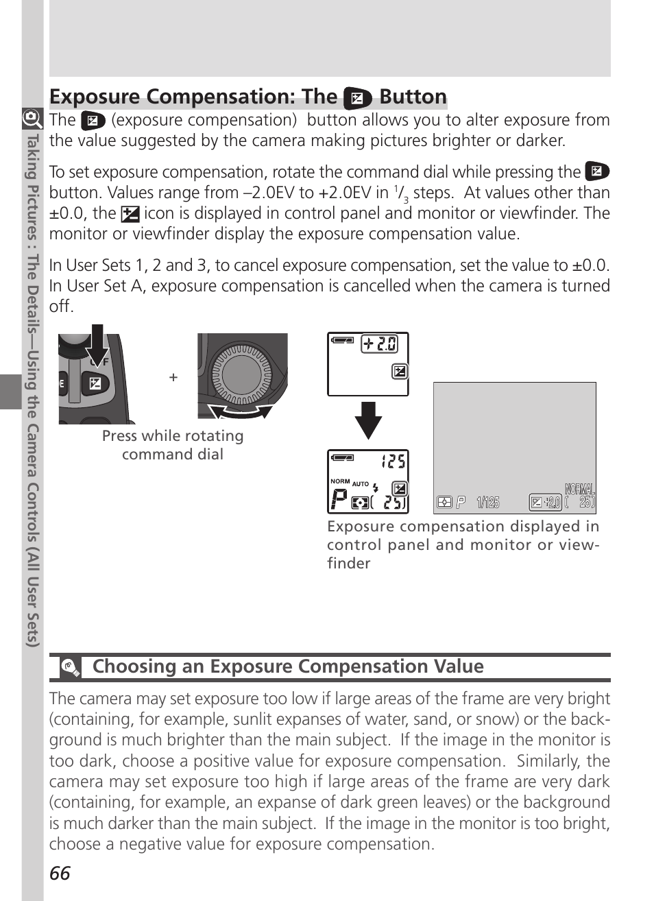 Exposure compensation: the button, Choosing an exposure compensation value | Nikon 5700 User Manual | Page 78 / 192