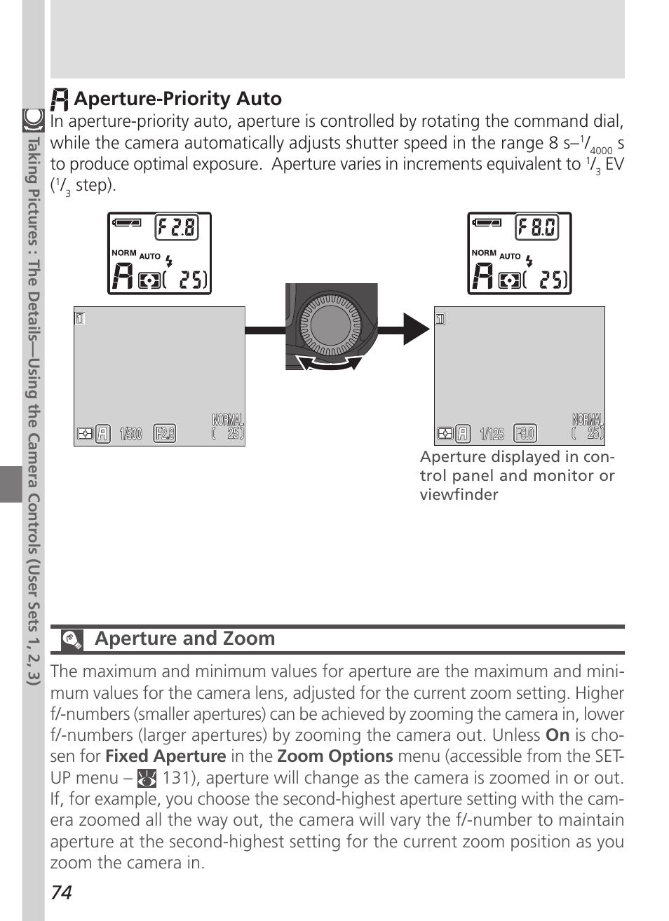 74 aperture-priority auto, Aperture and zoom | Nikon 5700 User Manual | Page 86 / 192