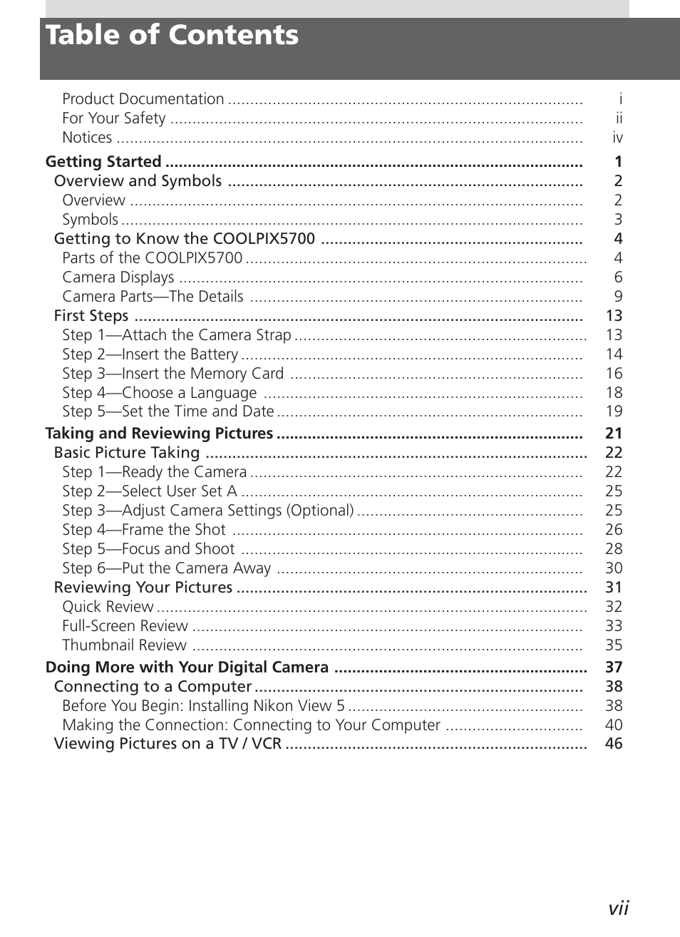Nikon 5700 User Manual | Page 9 / 192