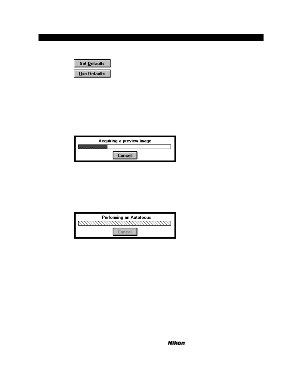 Defaults, Status indicator | Nikon LS-3500 - LS-3510 User Manual | Page 63 / 87