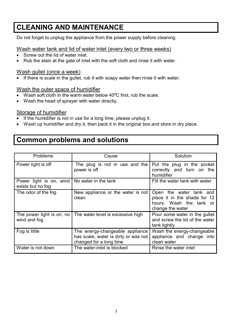 Cleaning and maintenance, Common problems and solutions | Scarlett SC-980 User Manual | Page 3 / 7