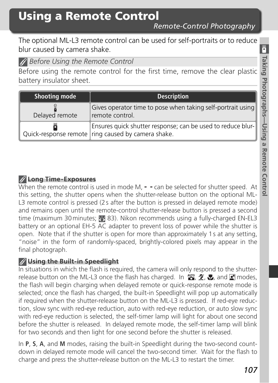 Using a remote control | Nikon D70 User Manual | Page 117 / 218