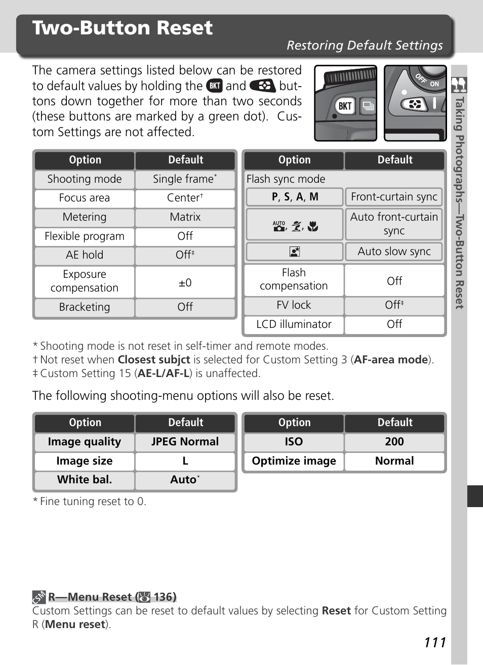 Two-button reset | Nikon D70 User Manual | Page 121 / 218