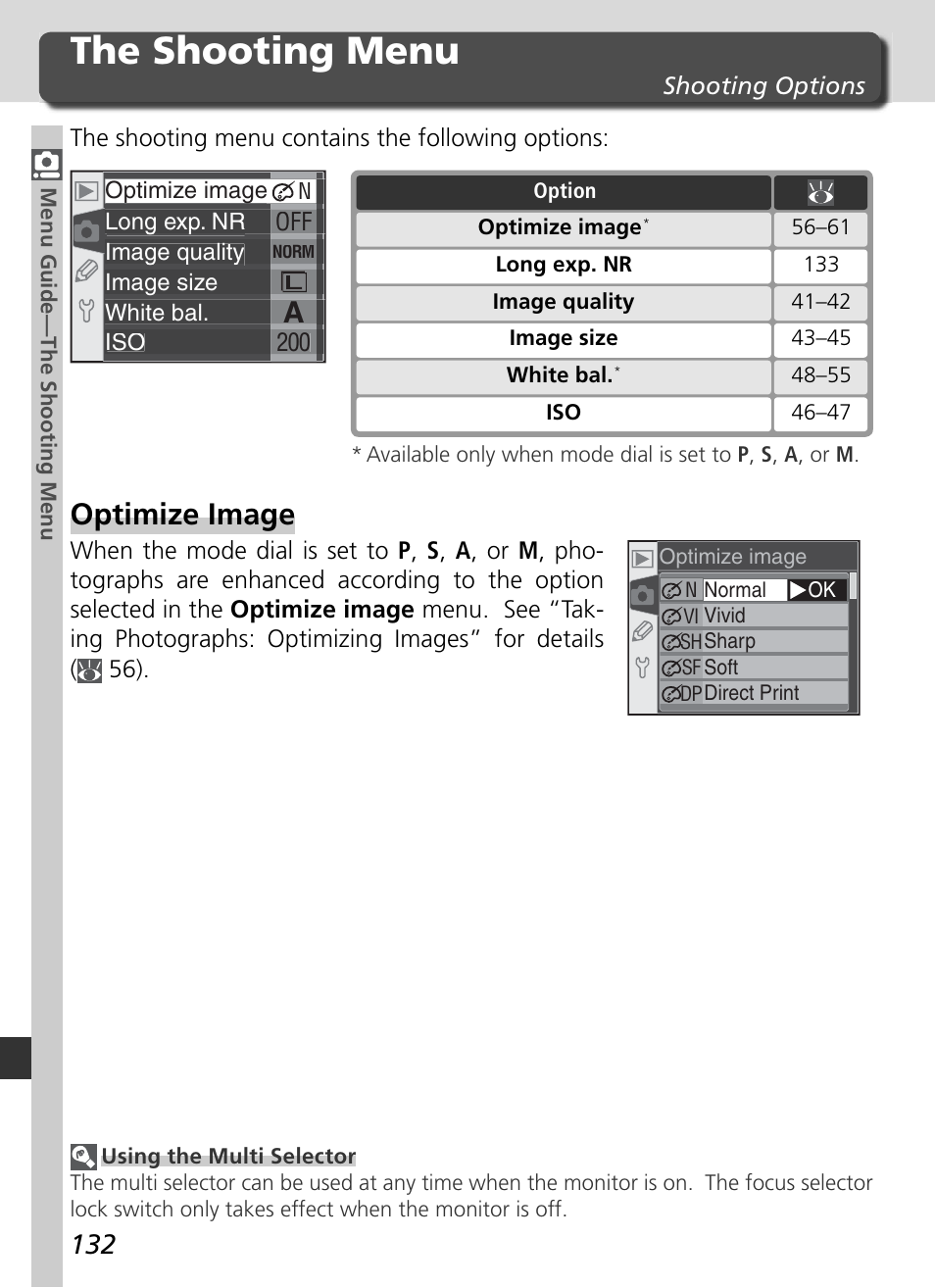 The shooting menu, Optimize image | Nikon D70 User Manual | Page 142 / 218