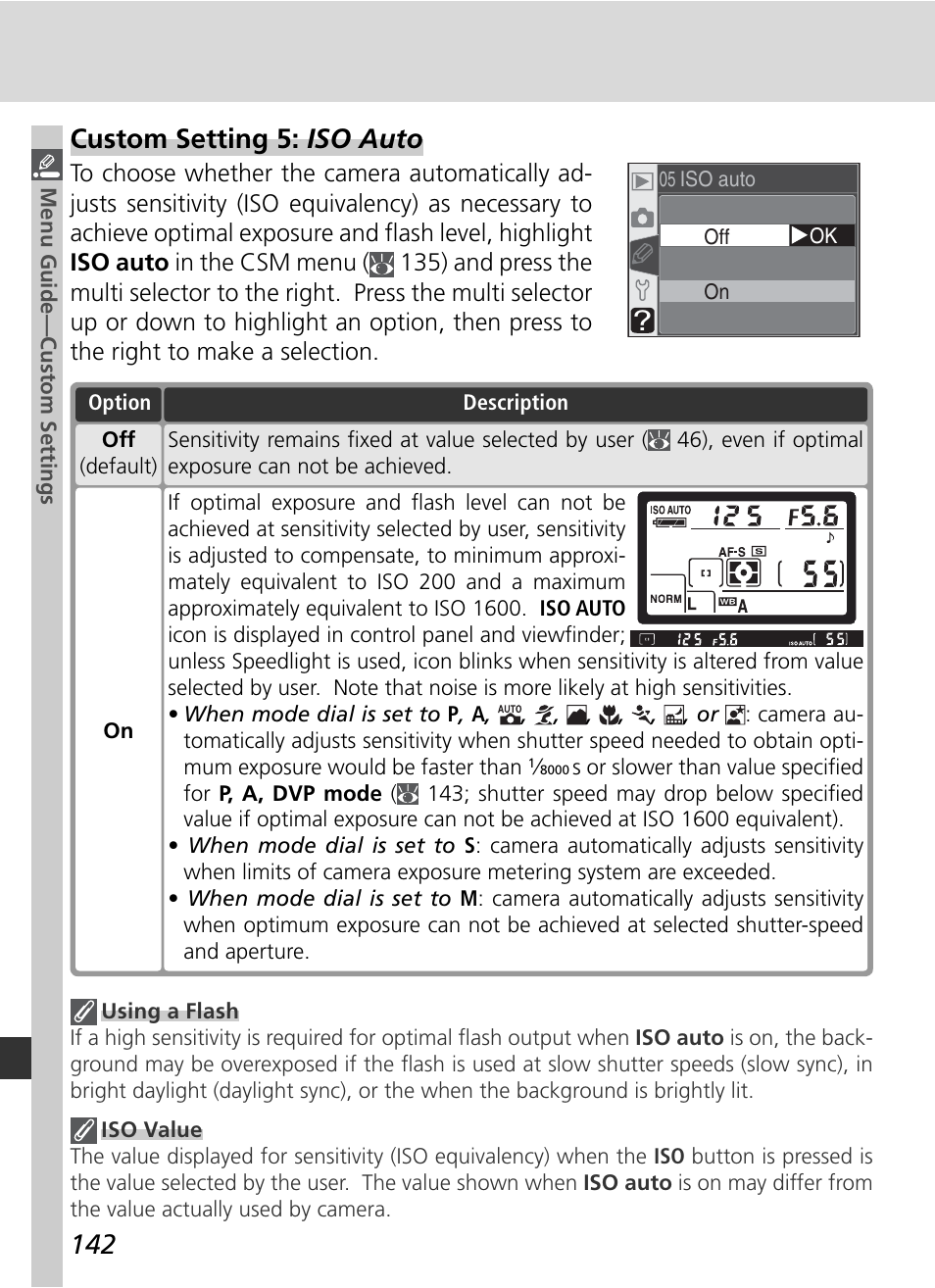 Custom setting 5: iso auto | Nikon D70 User Manual | Page 152 / 218