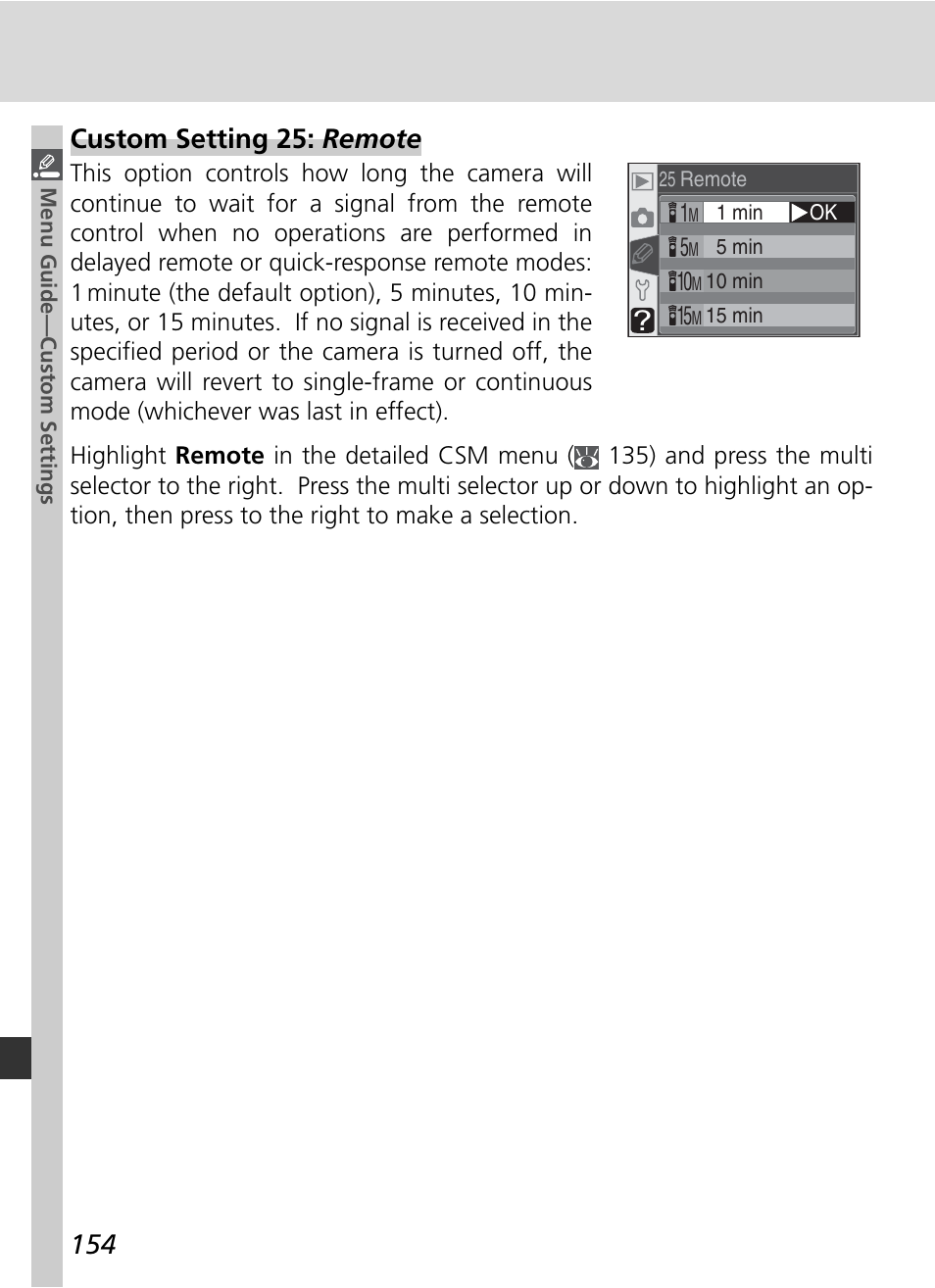 Custom setting 25: remote | Nikon D70 User Manual | Page 164 / 218