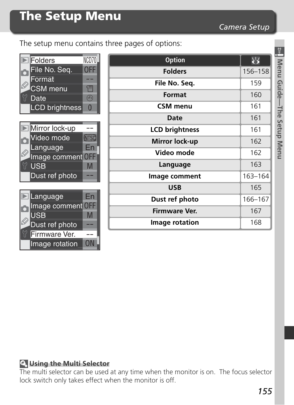 The setup menu | Nikon D70 User Manual | Page 165 / 218