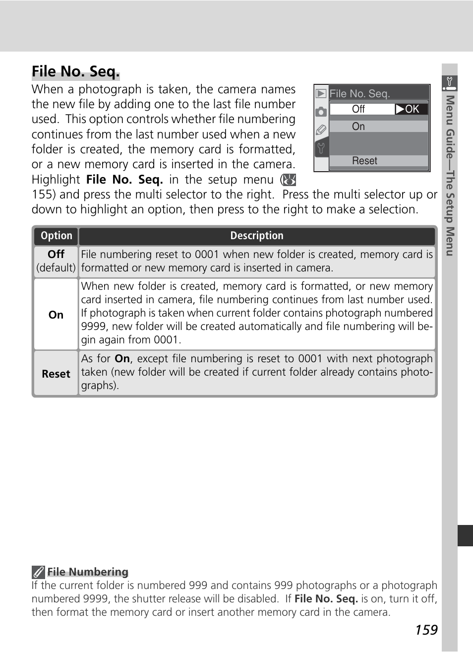 File no. seq | Nikon D70 User Manual | Page 169 / 218
