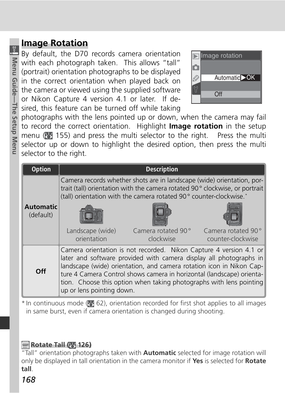 Image rotation | Nikon D70 User Manual | Page 178 / 218