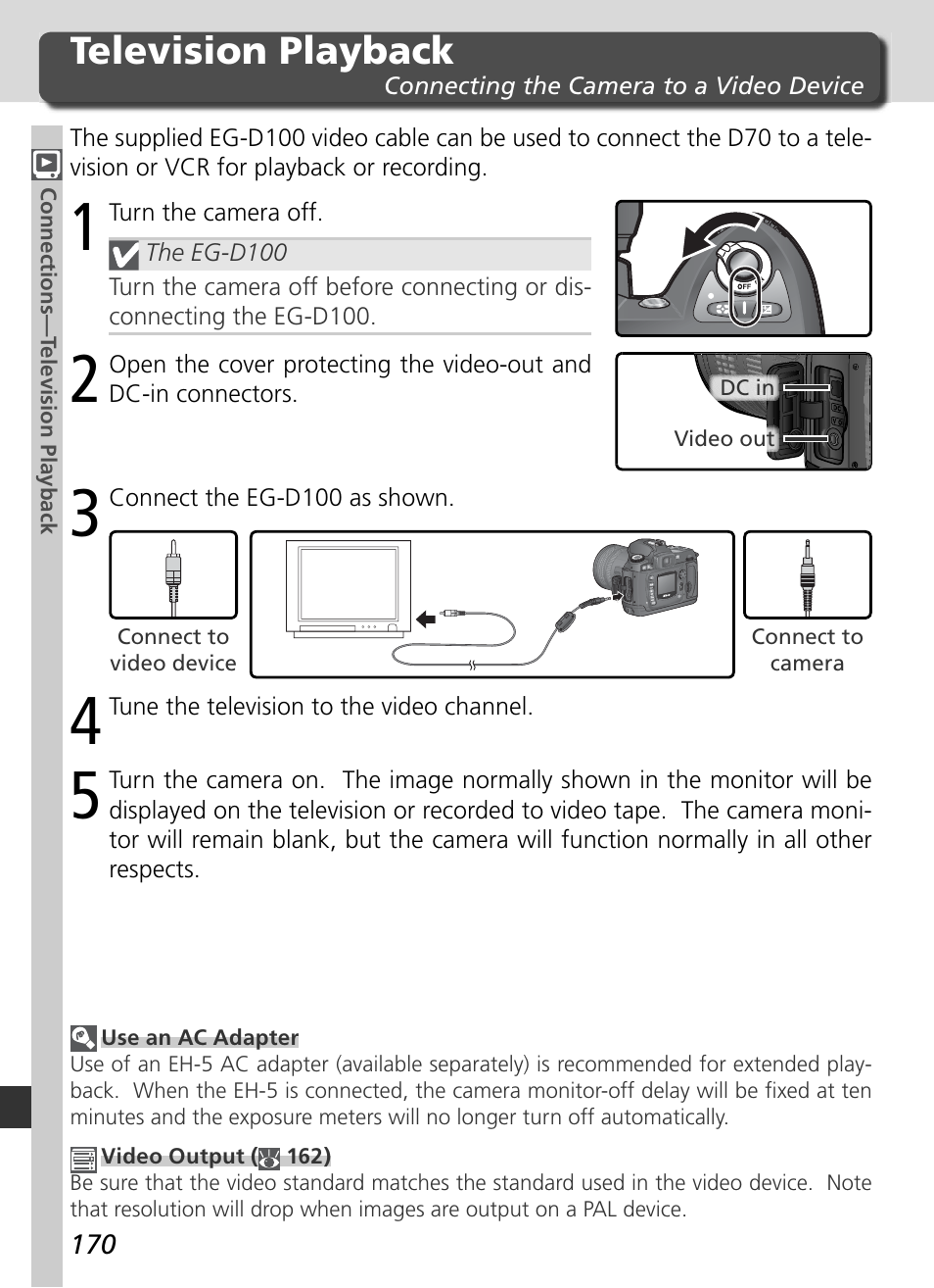 Television playback | Nikon D70 User Manual | Page 180 / 218