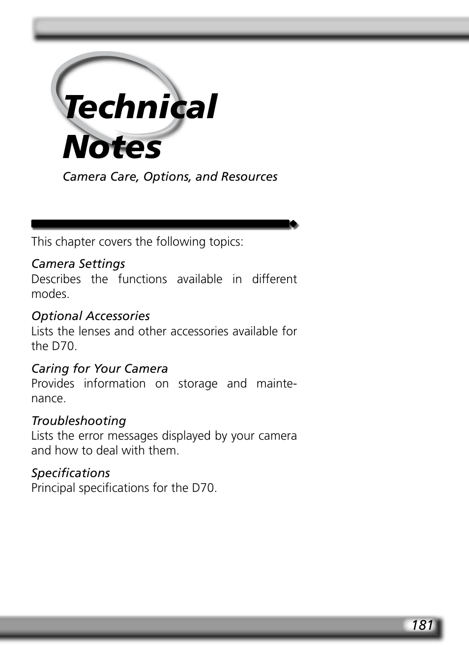 Technical notes | Nikon D70 User Manual | Page 191 / 218