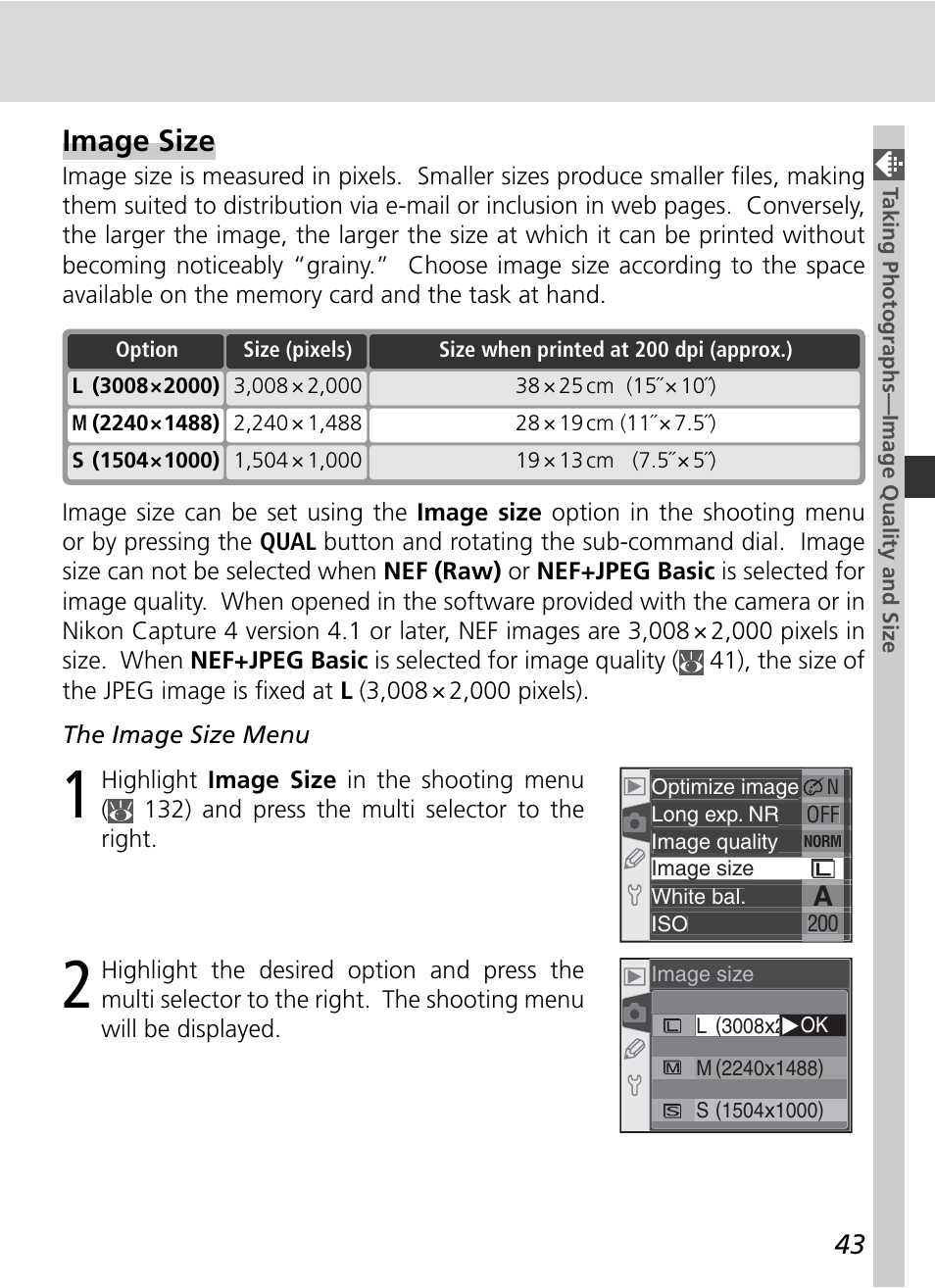 Image size | Nikon D70 User Manual | Page 53 / 218