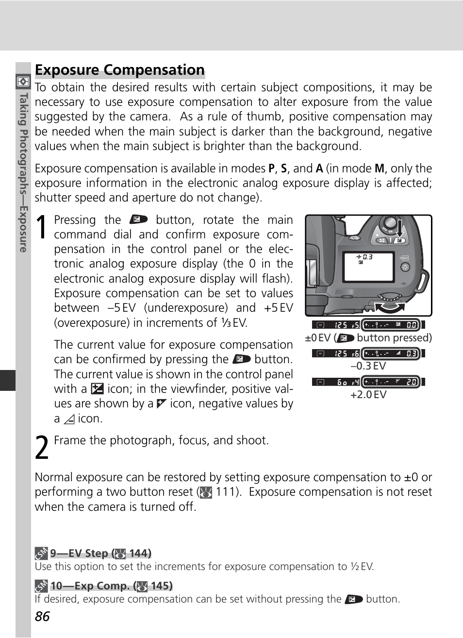 Exposure compensation | Nikon D70 User Manual | Page 96 / 218