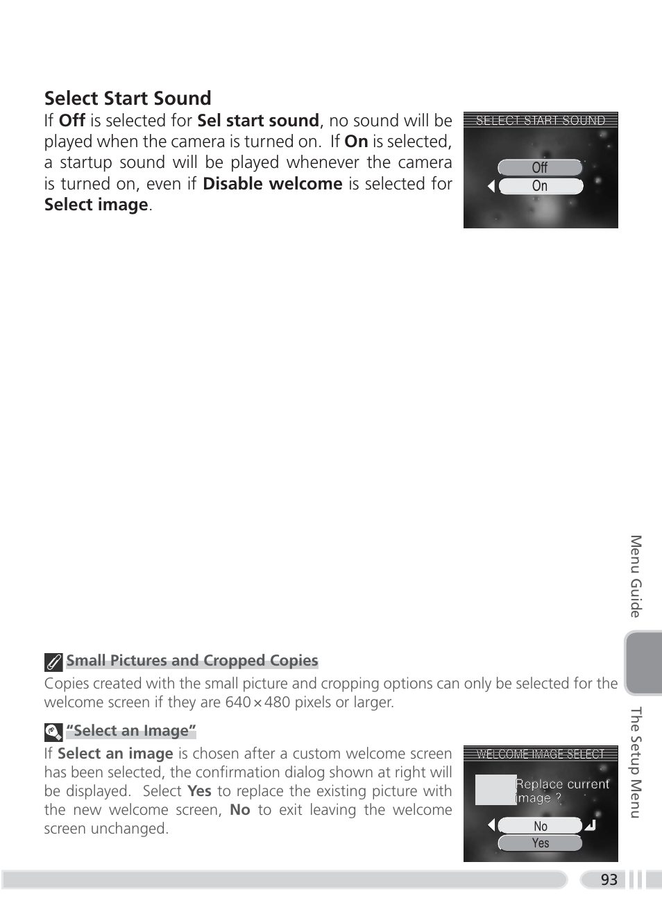 Select start sound | Nikon 3700 User Manual | Page 103 / 127