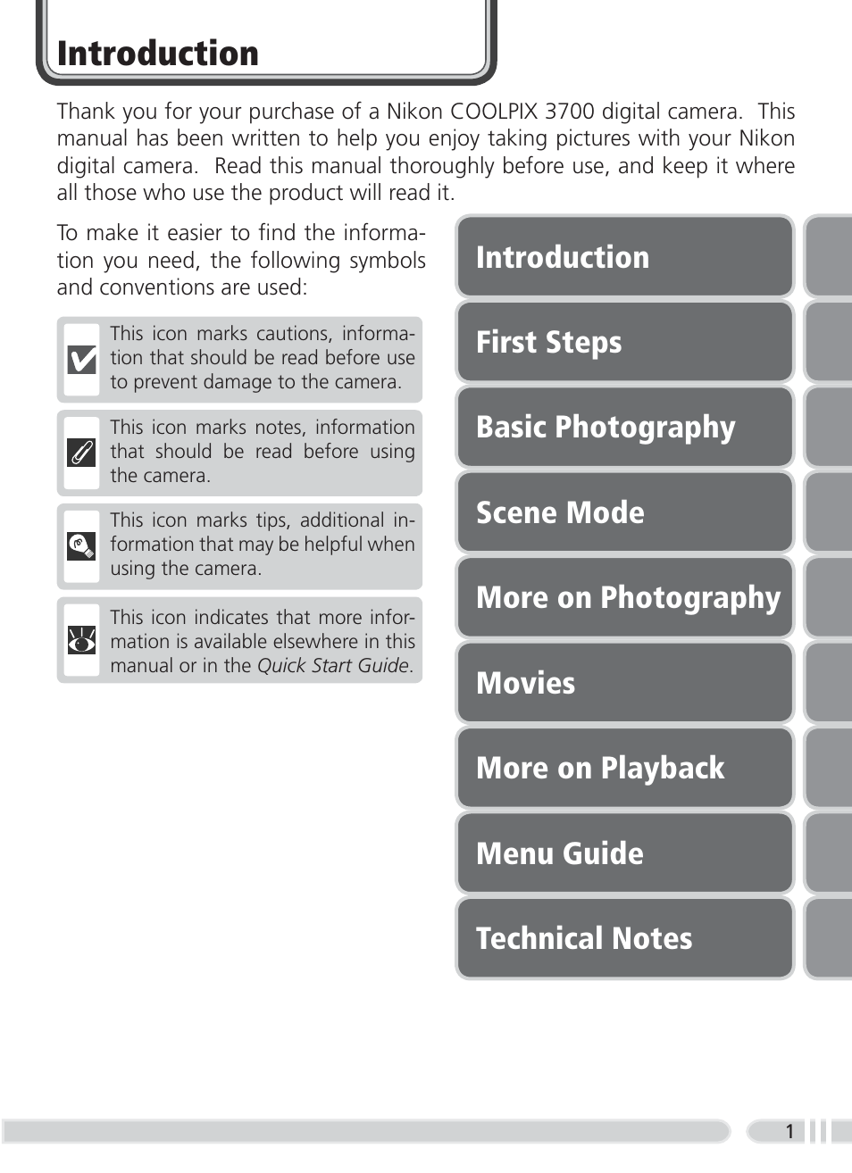 Introduction | Nikon 3700 User Manual | Page 11 / 127