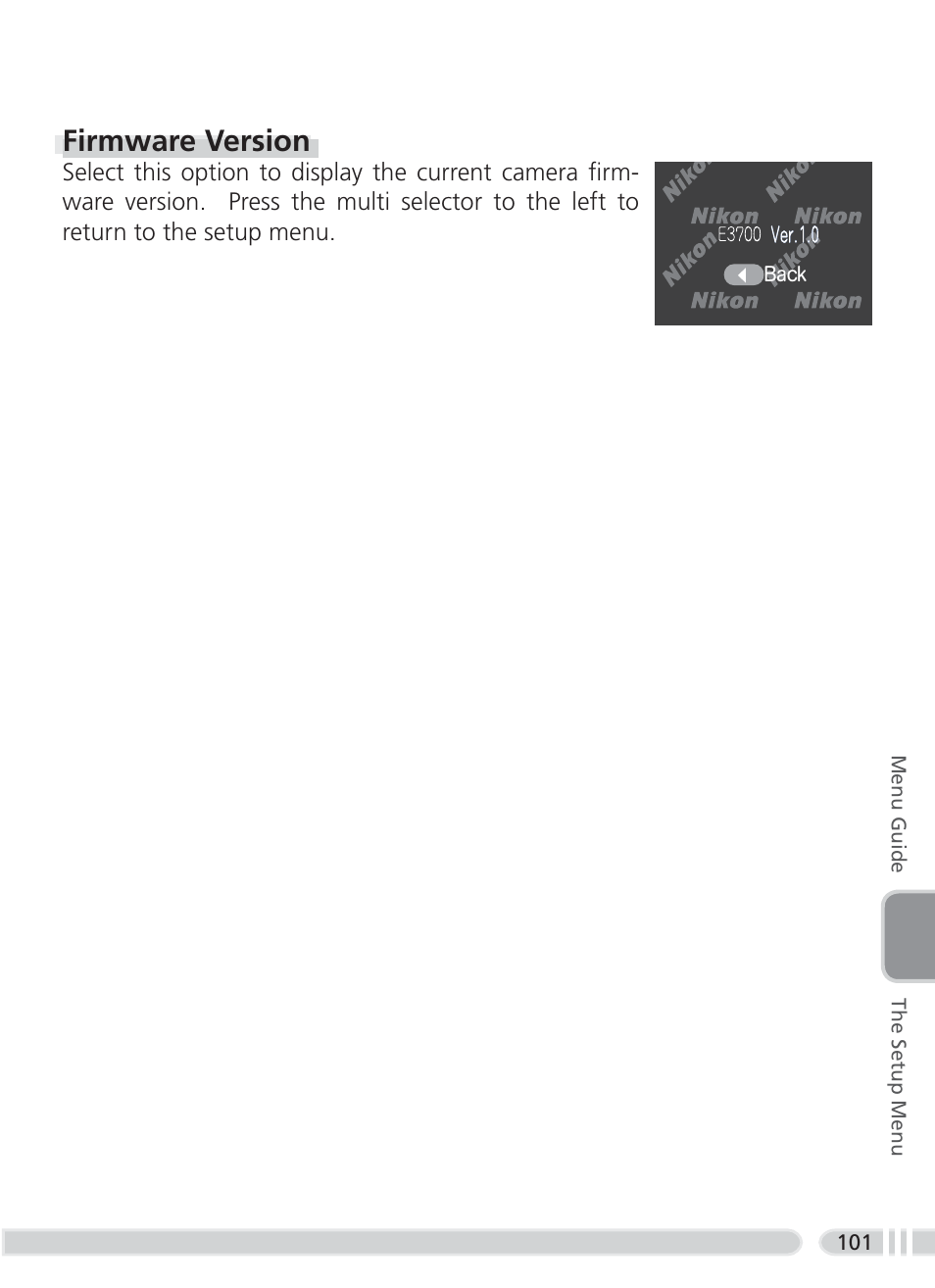 Firmware version | Nikon 3700 User Manual | Page 111 / 127