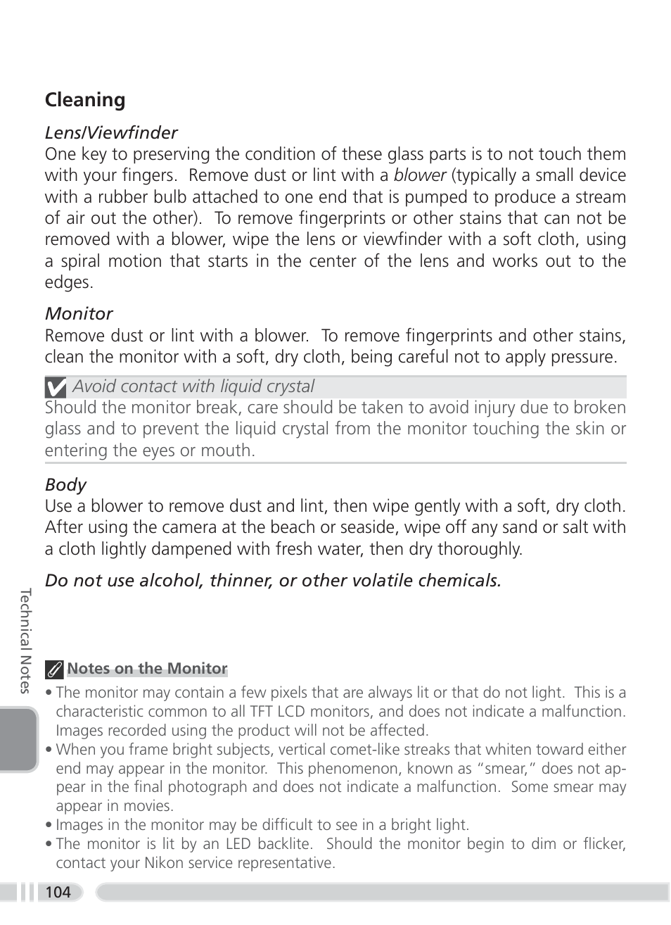 Cleaning | Nikon 3700 User Manual | Page 114 / 127