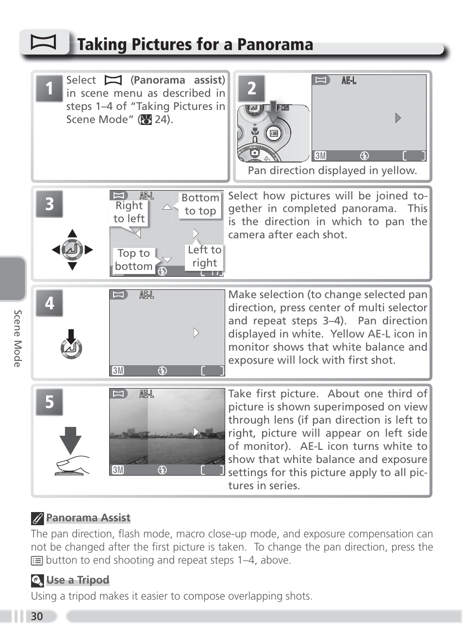Taking pictures for a panorama | Nikon 3700 User Manual | Page 40 / 127