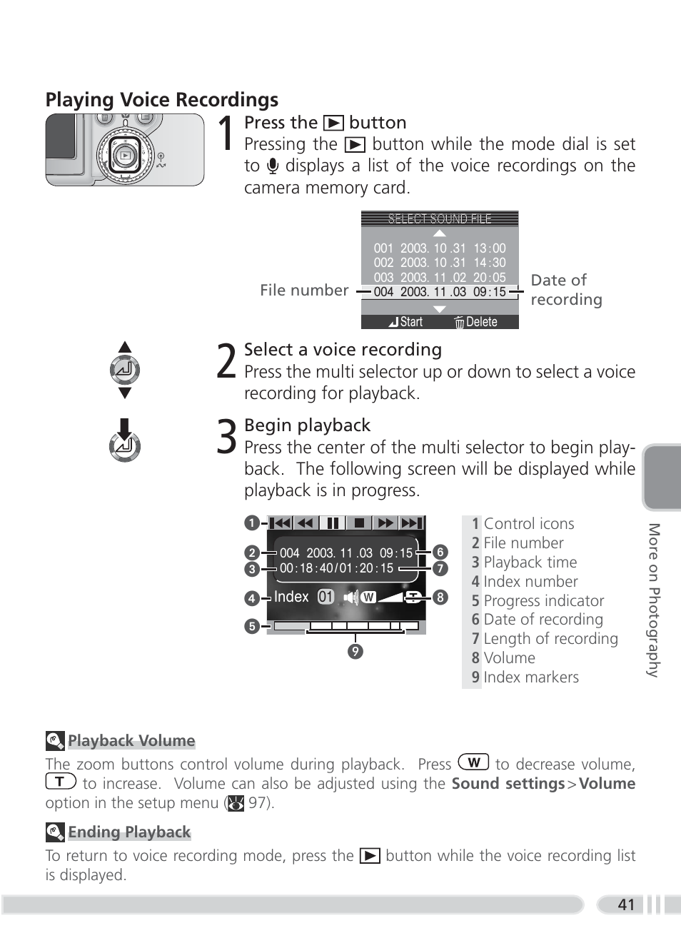 Playing voice recordings | Nikon 3700 User Manual | Page 51 / 127