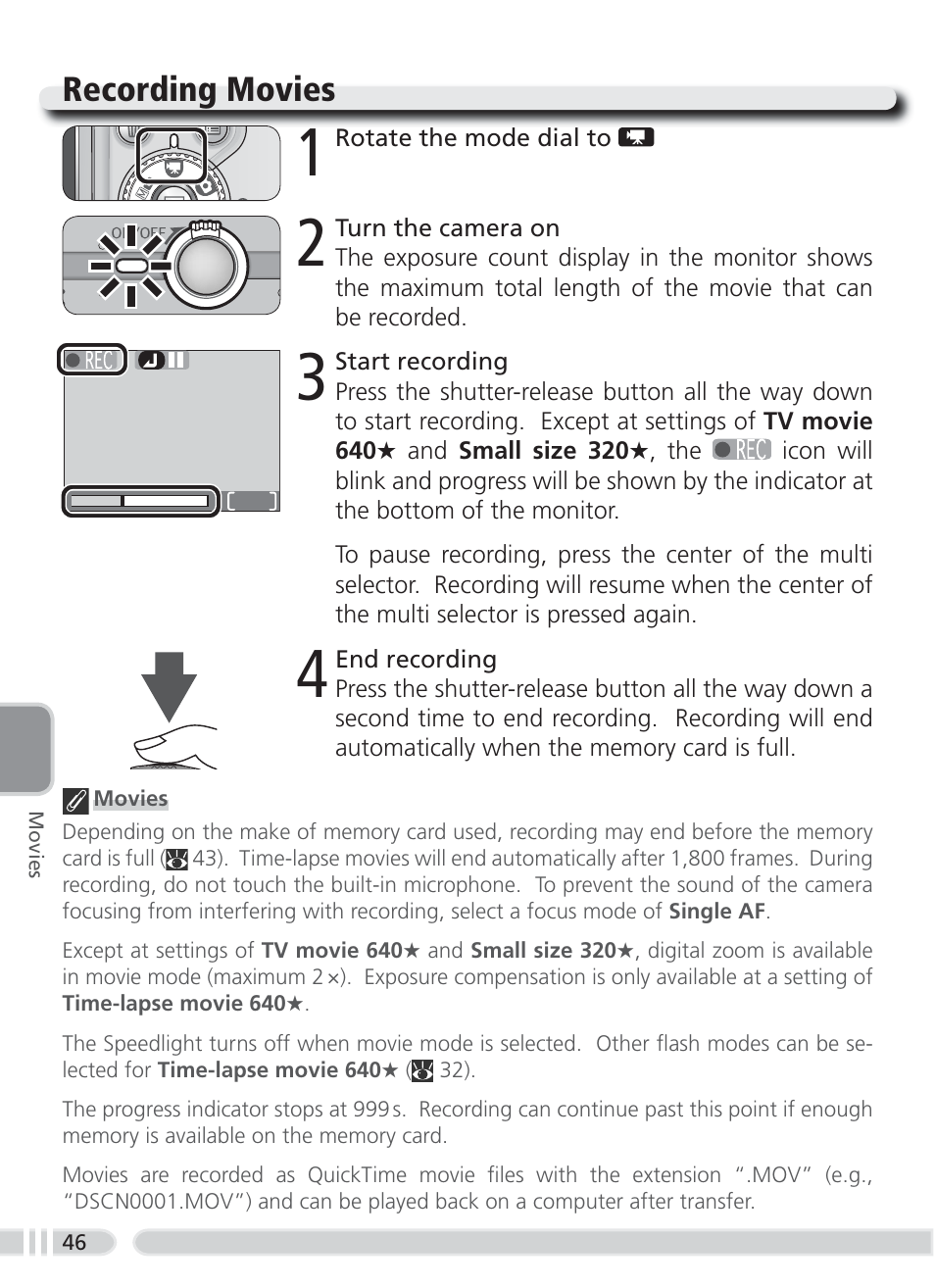 Recording movies | Nikon 3700 User Manual | Page 56 / 127