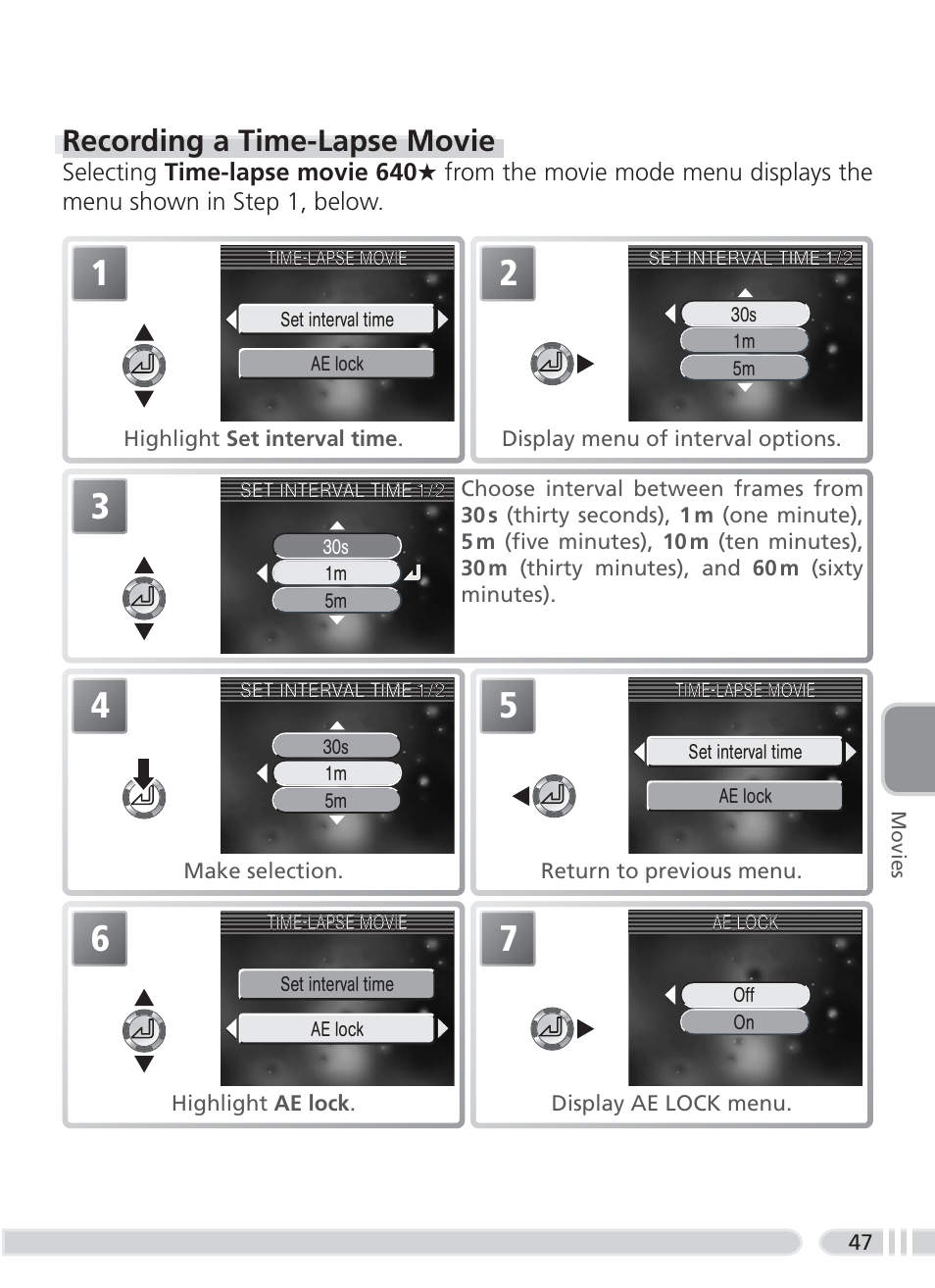 Recording a time-lapse movie | Nikon 3700 User Manual | Page 57 / 127