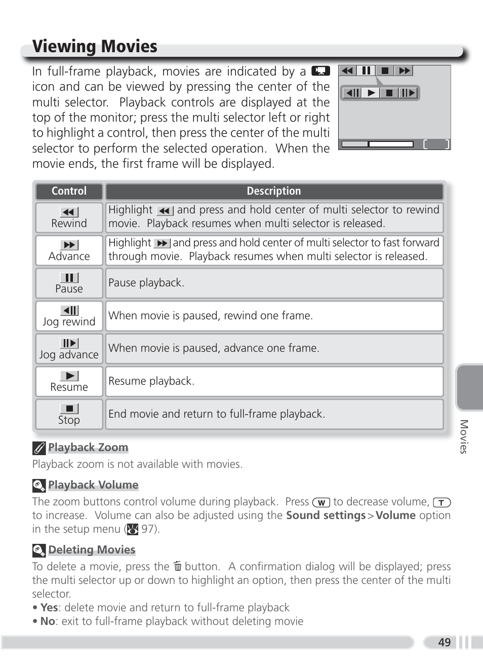 Viewing movies | Nikon 3700 User Manual | Page 59 / 127