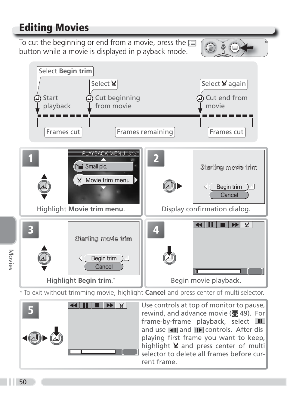 Editing movies | Nikon 3700 User Manual | Page 60 / 127
