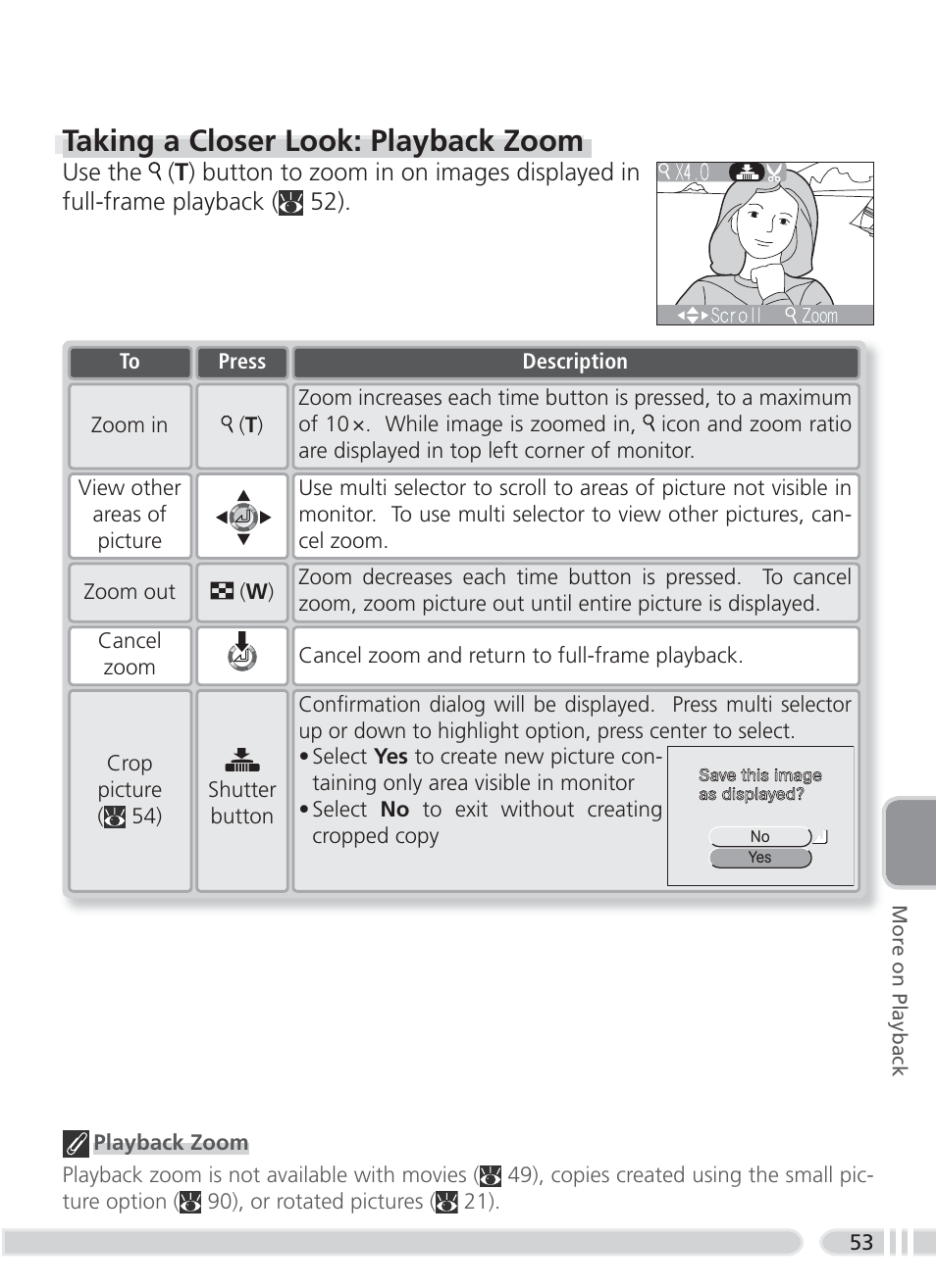 Taking a closer look: playback zoom | Nikon 3700 User Manual | Page 63 / 127