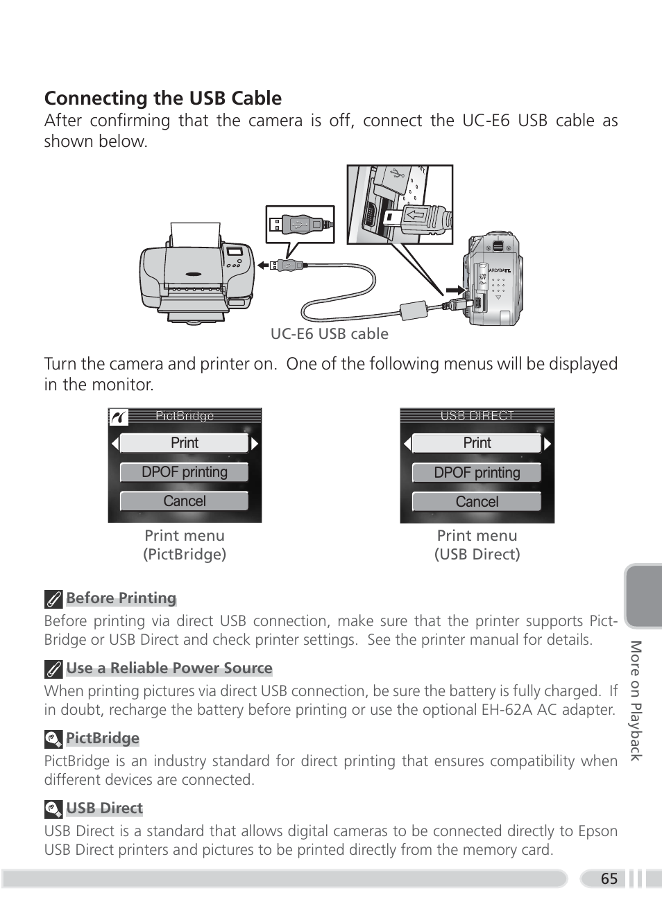 Connecting the usb cable | Nikon 3700 User Manual | Page 75 / 127