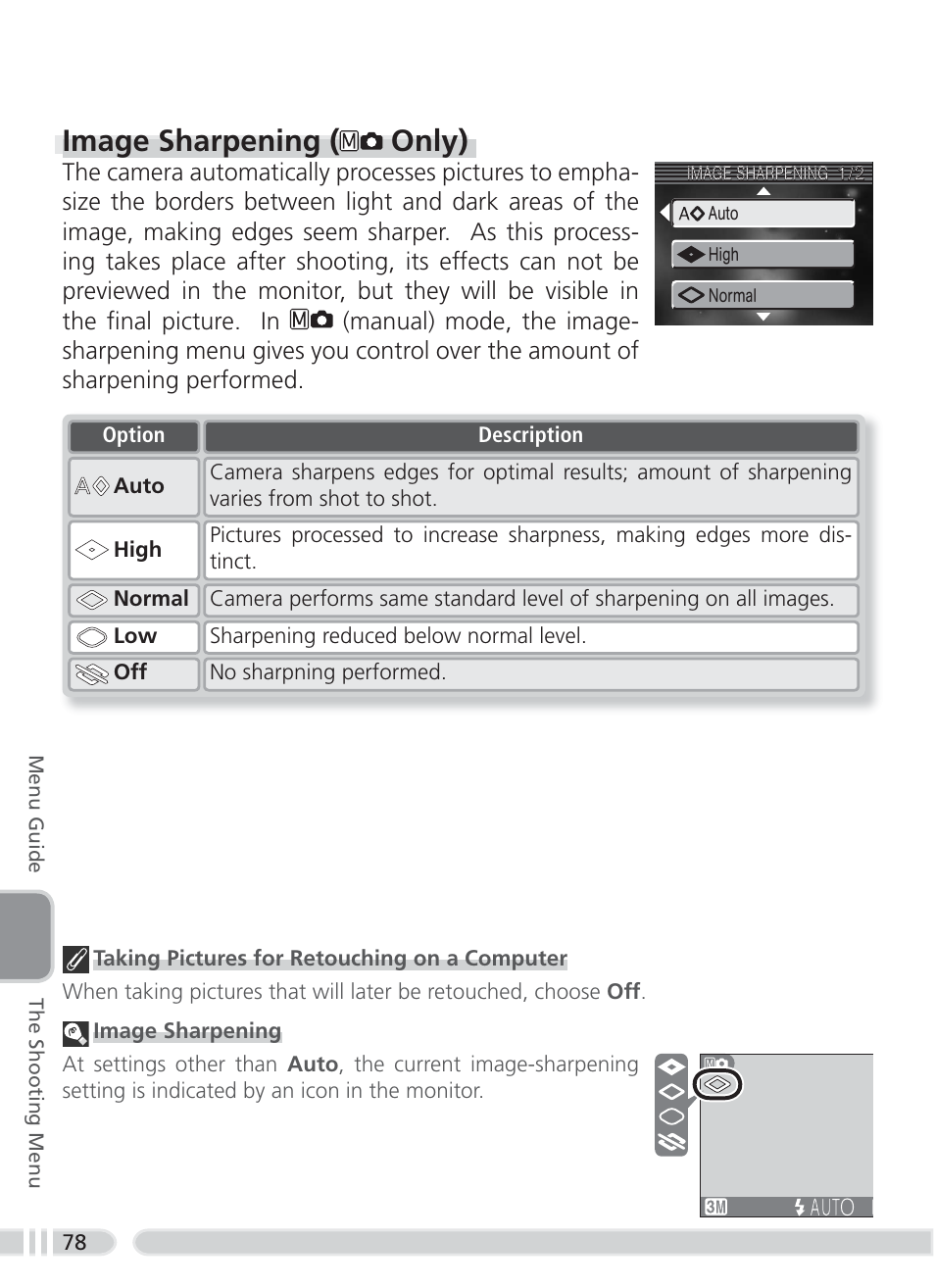 Image sharpening ( only) | Nikon 3700 User Manual | Page 88 / 127