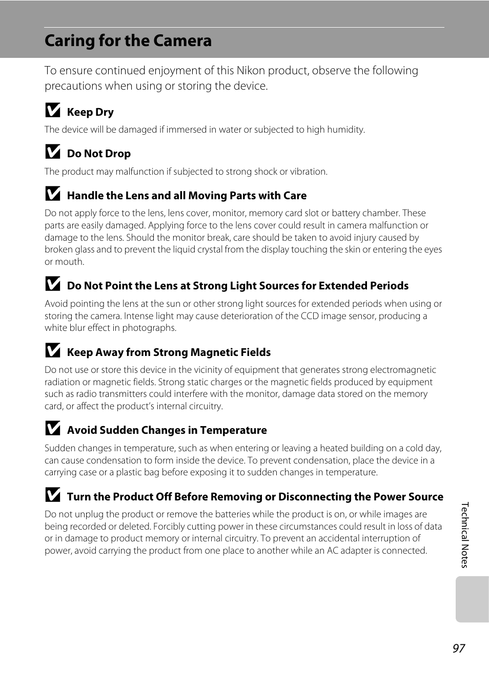 Caring for the camera | Nikon L15 User Manual | Page 109 / 128