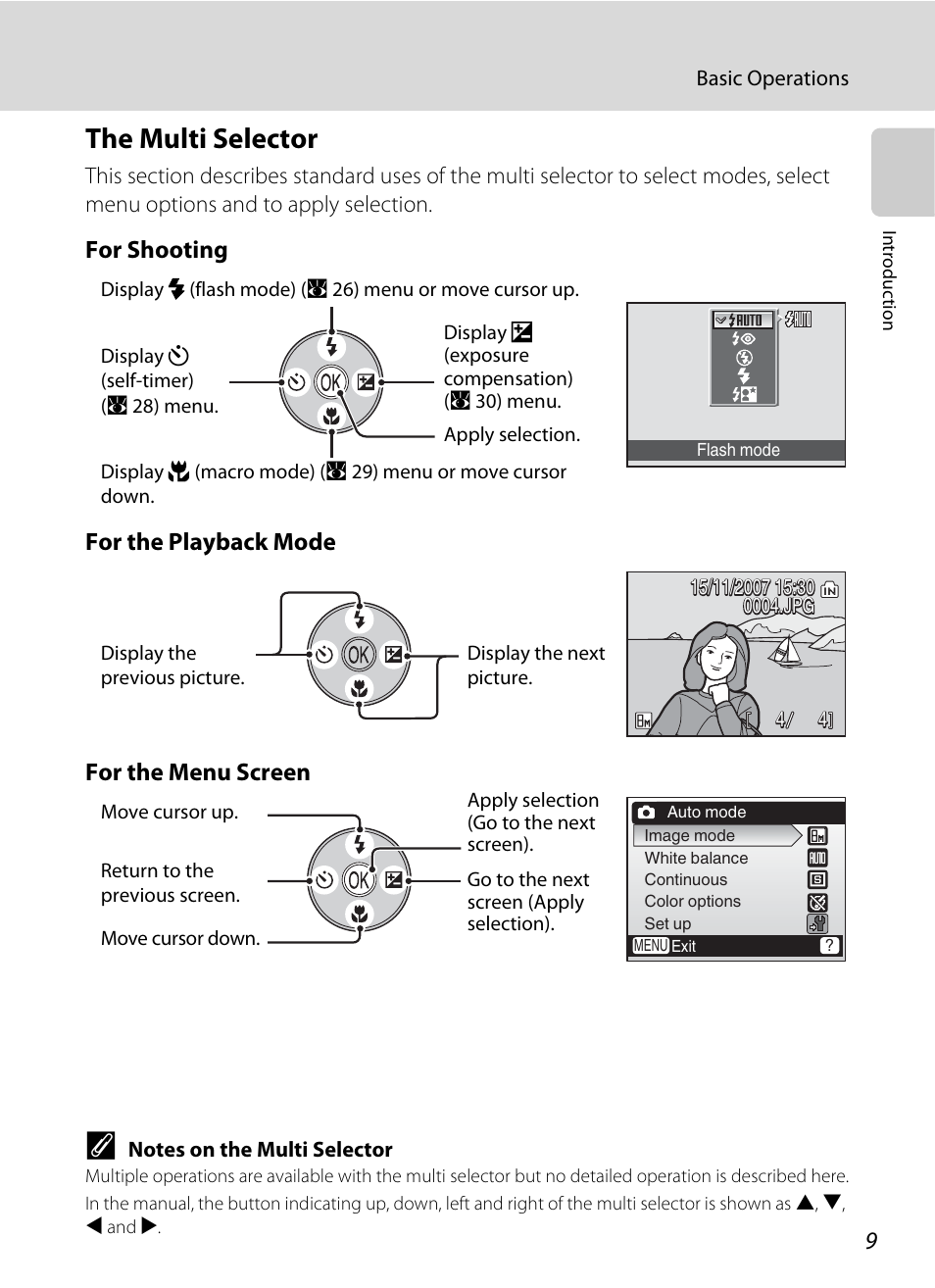 The multi selector | Nikon L15 User Manual | Page 21 / 128