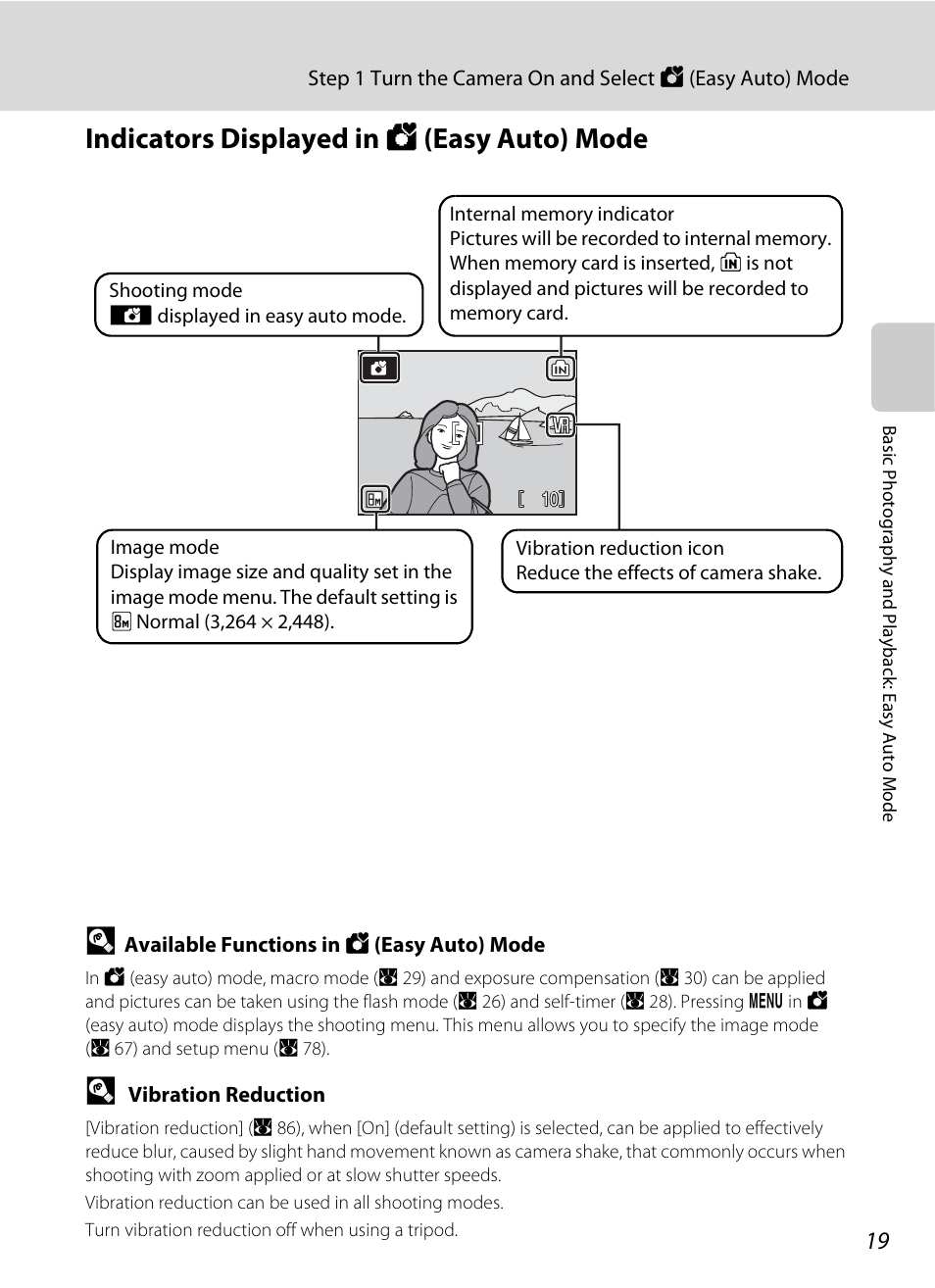 Indicators displayed in g (easy auto) mode | Nikon L15 User Manual | Page 31 / 128