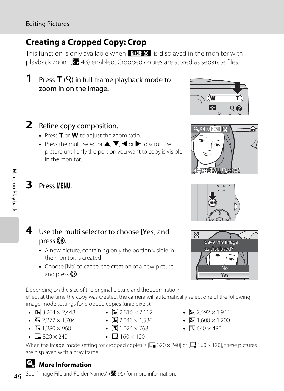 Creating a cropped copy: crop | Nikon L15 User Manual | Page 58 / 128