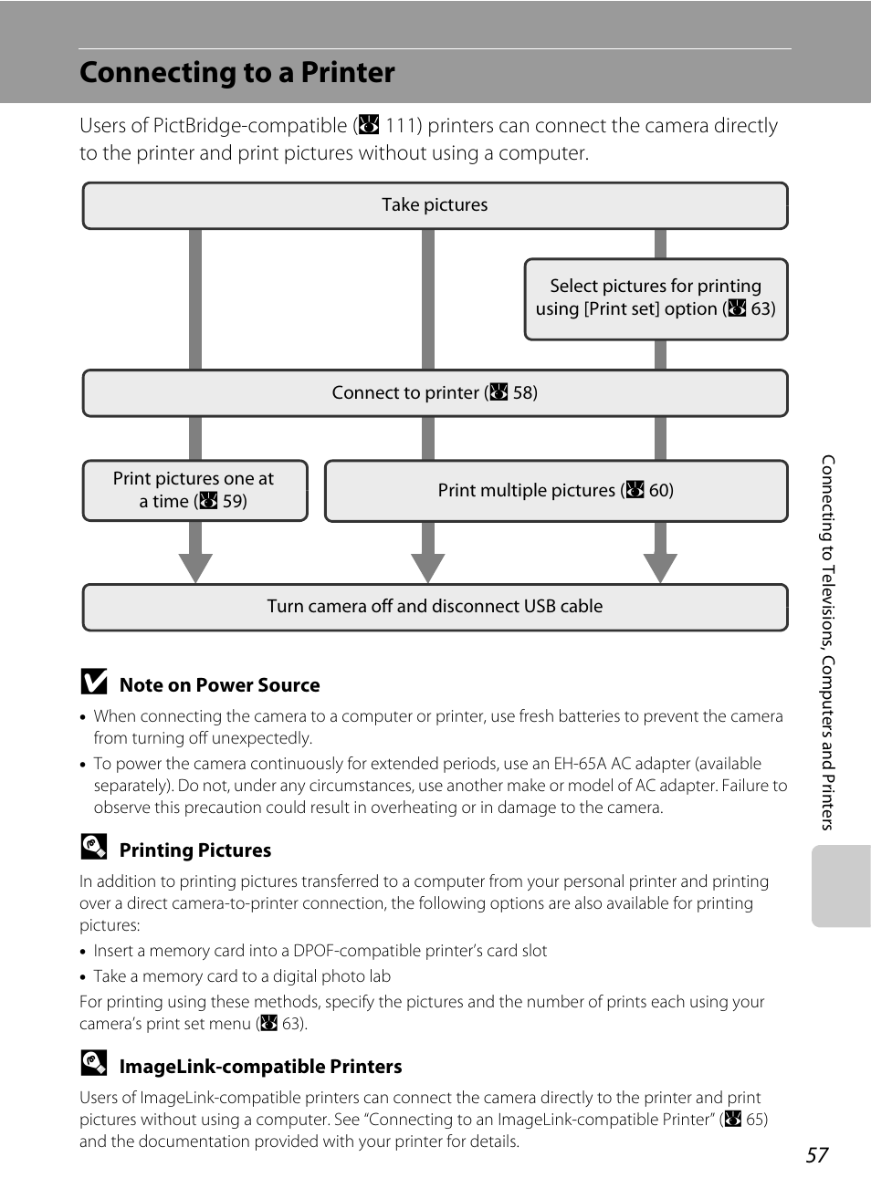 Connecting to a printer | Nikon L15 User Manual | Page 69 / 128