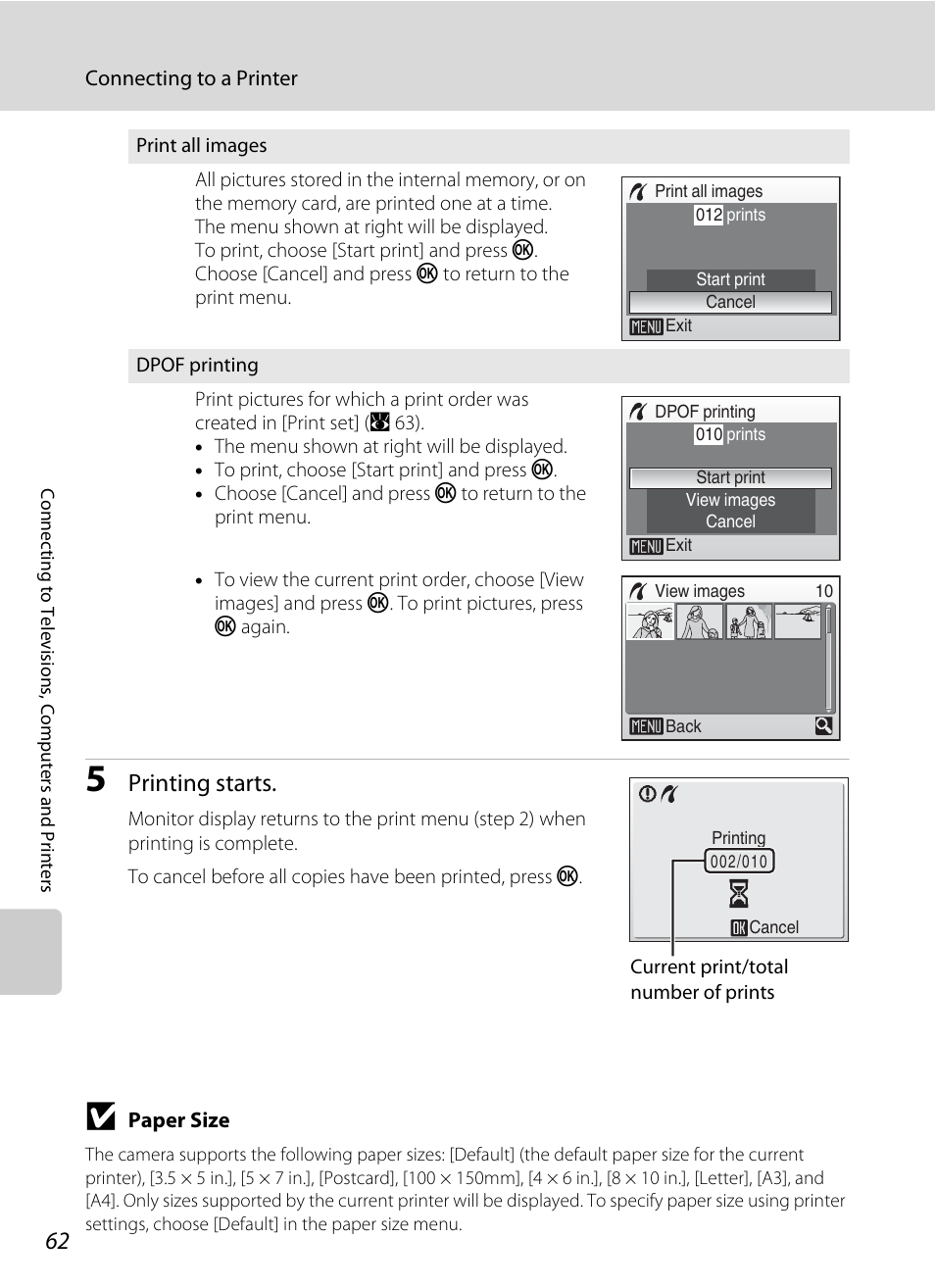 Printing starts | Nikon L15 User Manual | Page 74 / 128