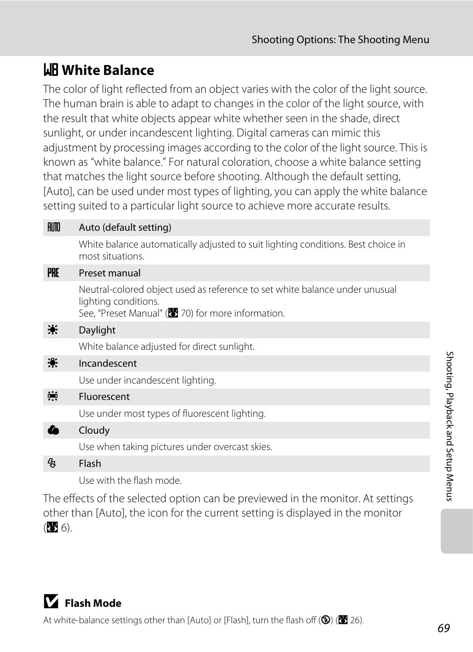 White balance, B white balance, A 69 | Nikon L15 User Manual | Page 81 / 128