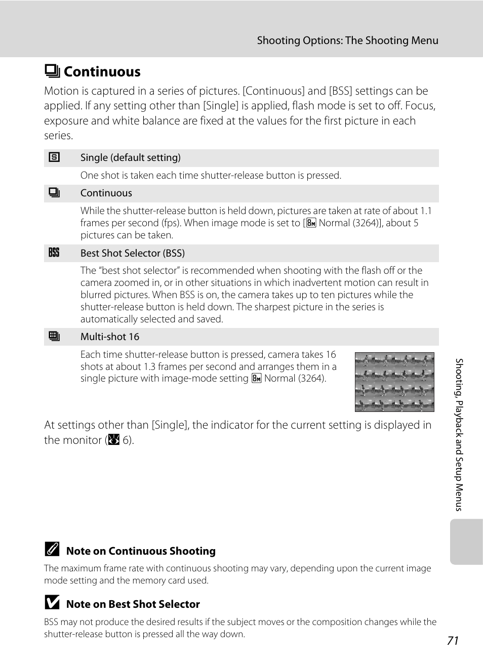 Continuous, C continuous, A 71) is availa | A 71 | Nikon L15 User Manual | Page 83 / 128