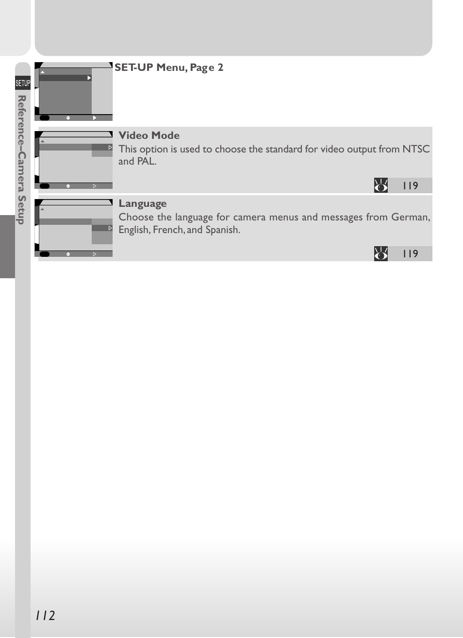 Ref e rence–camera setup | Nikon 775 User Manual | Page 126 / 182