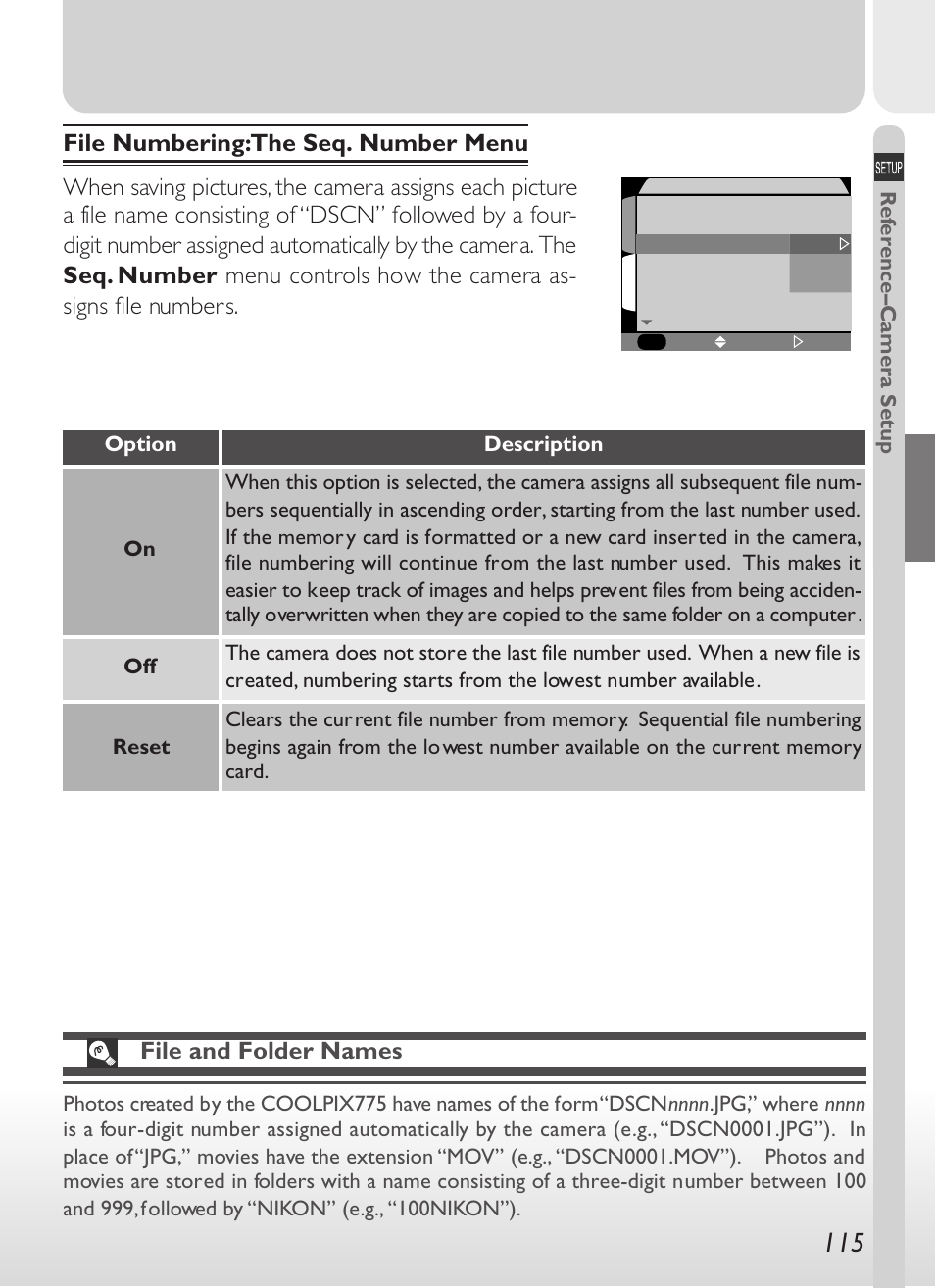 File and folder names | Nikon 775 User Manual | Page 129 / 182