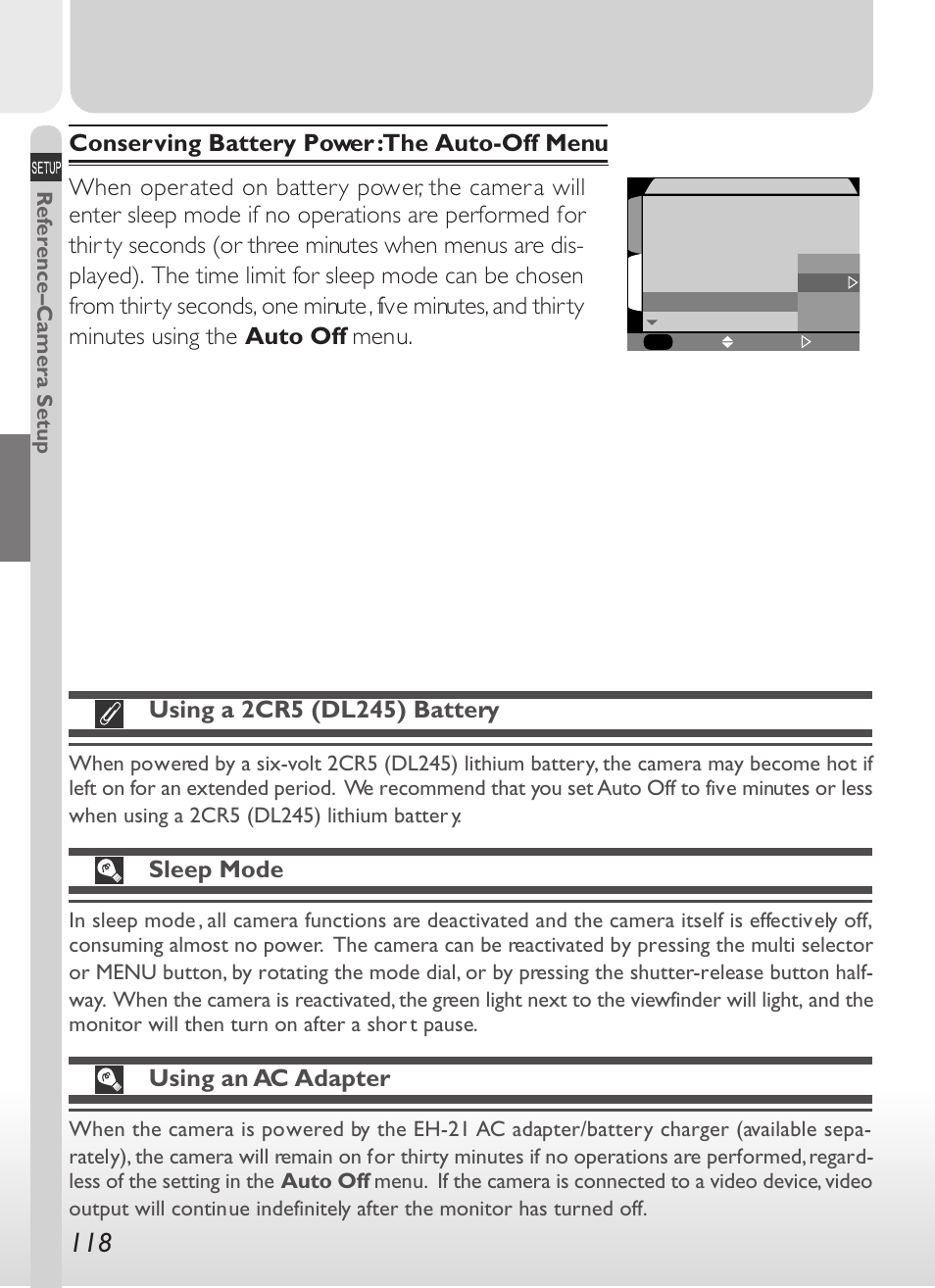 Sleep mode, Using an ac adapter | Nikon 775 User Manual | Page 132 / 182