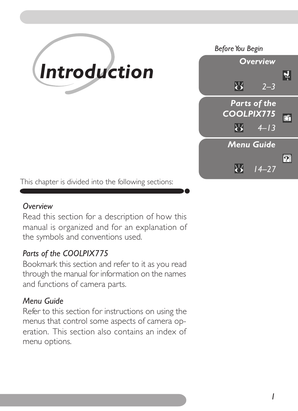 Introduction | Nikon 775 User Manual | Page 15 / 182