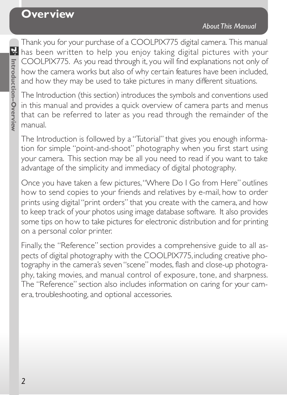 Overview | Nikon 775 User Manual | Page 16 / 182