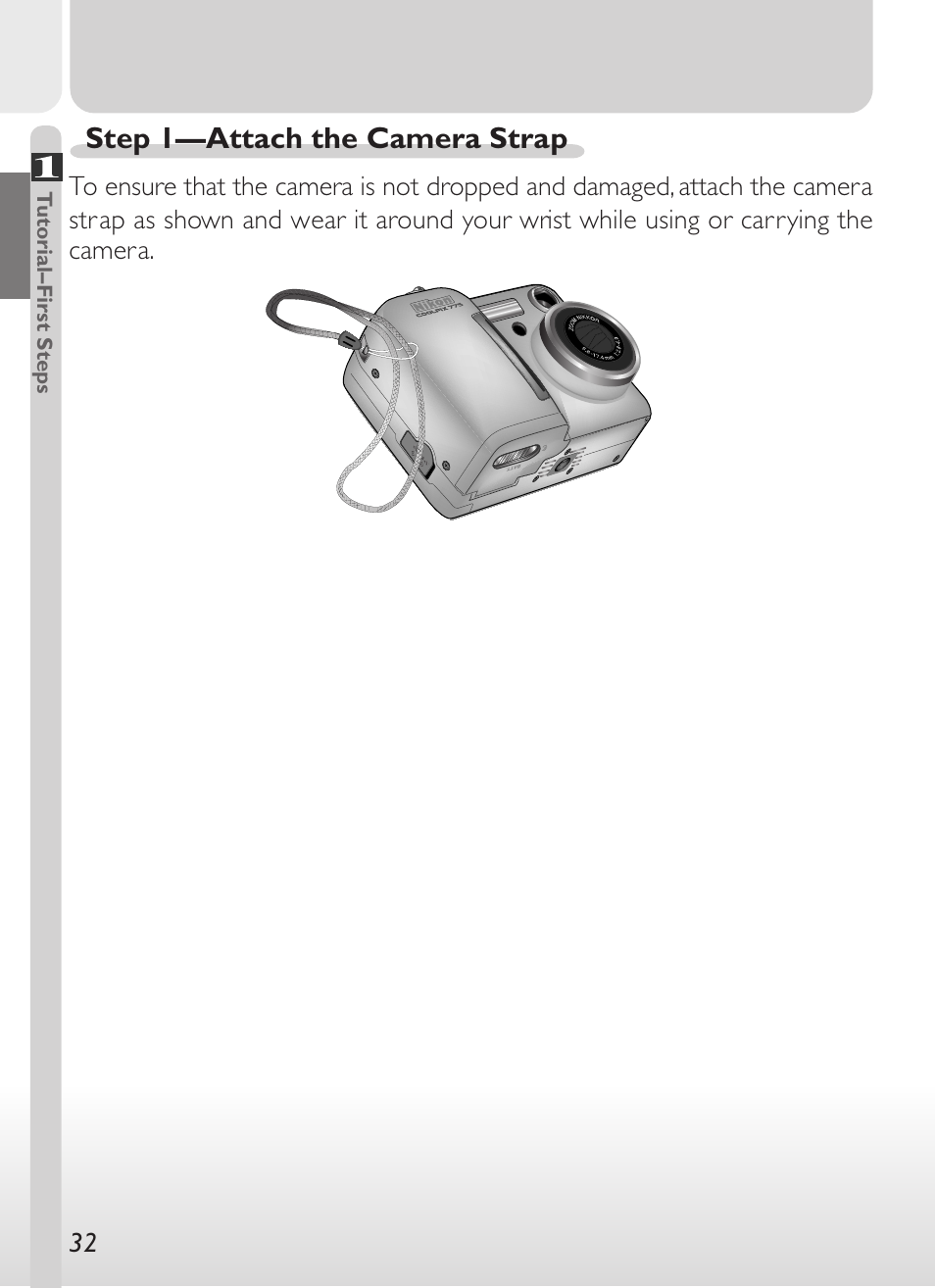 Step 1—attach the camera strap | Nikon 775 User Manual | Page 46 / 182